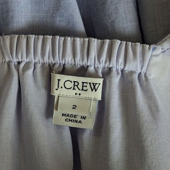 J. Crew Cotton Chambray Ruffle Front Square Back Mini‎ Dress Women's Sz 2 - Picture 10 of 12
